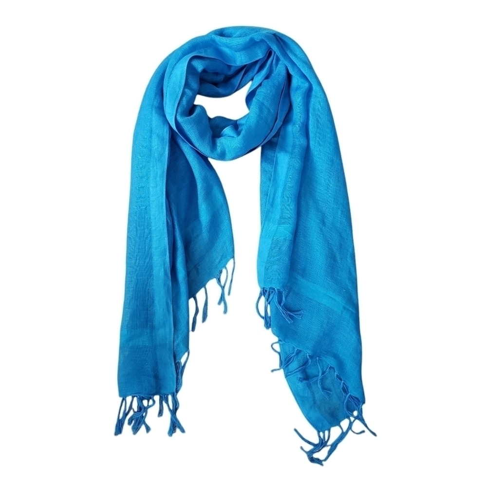 Halogen Blue Linen Viscose Blend Pashmina Stole Scarf Beach Wrap